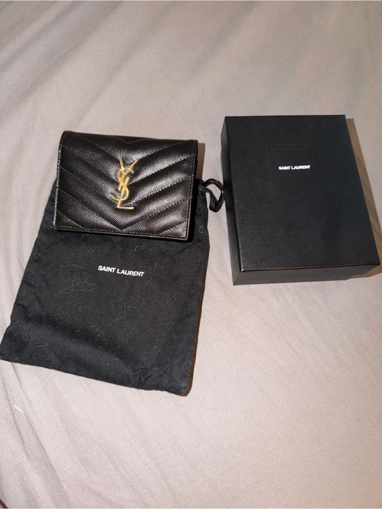 Saint Laurent Handbags - Saint Laurent Black Quilted Leather Card Holder with Gold YSL Emblem